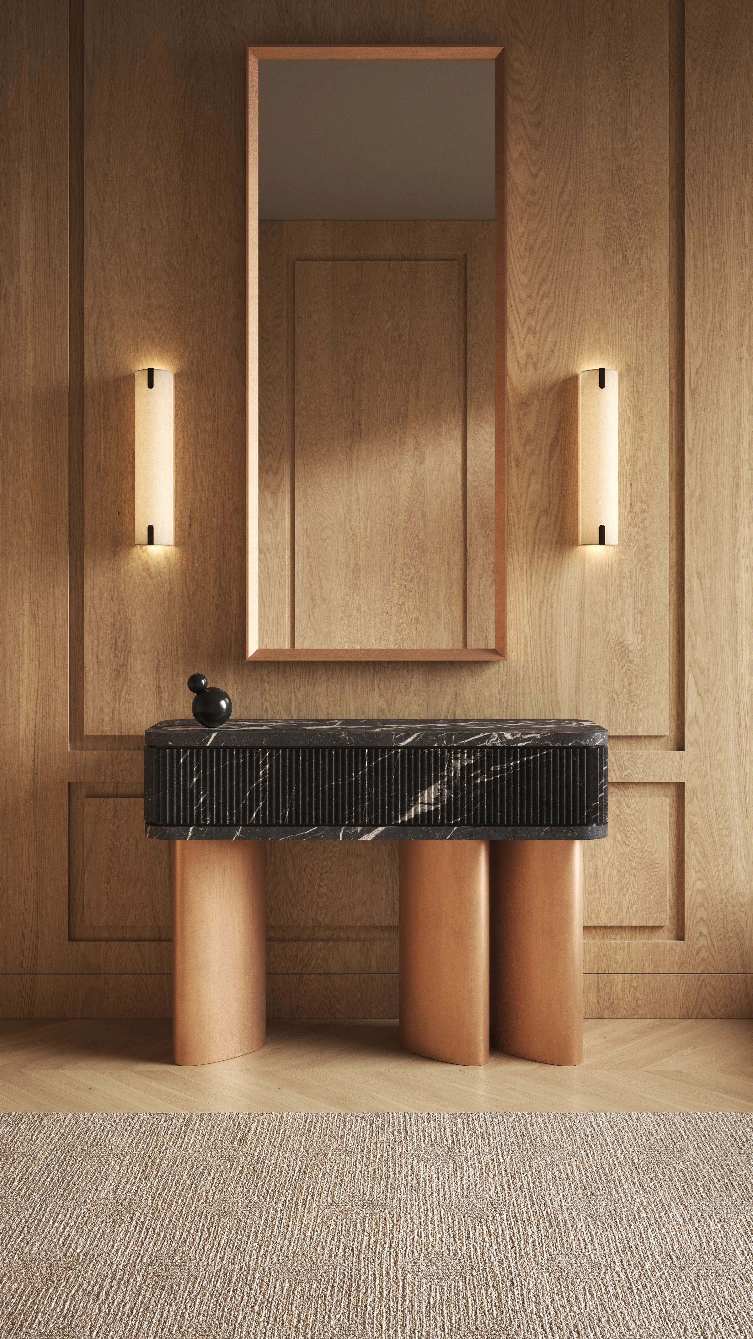 Edge Steinkonsole im Rahmen einer Türöffnung