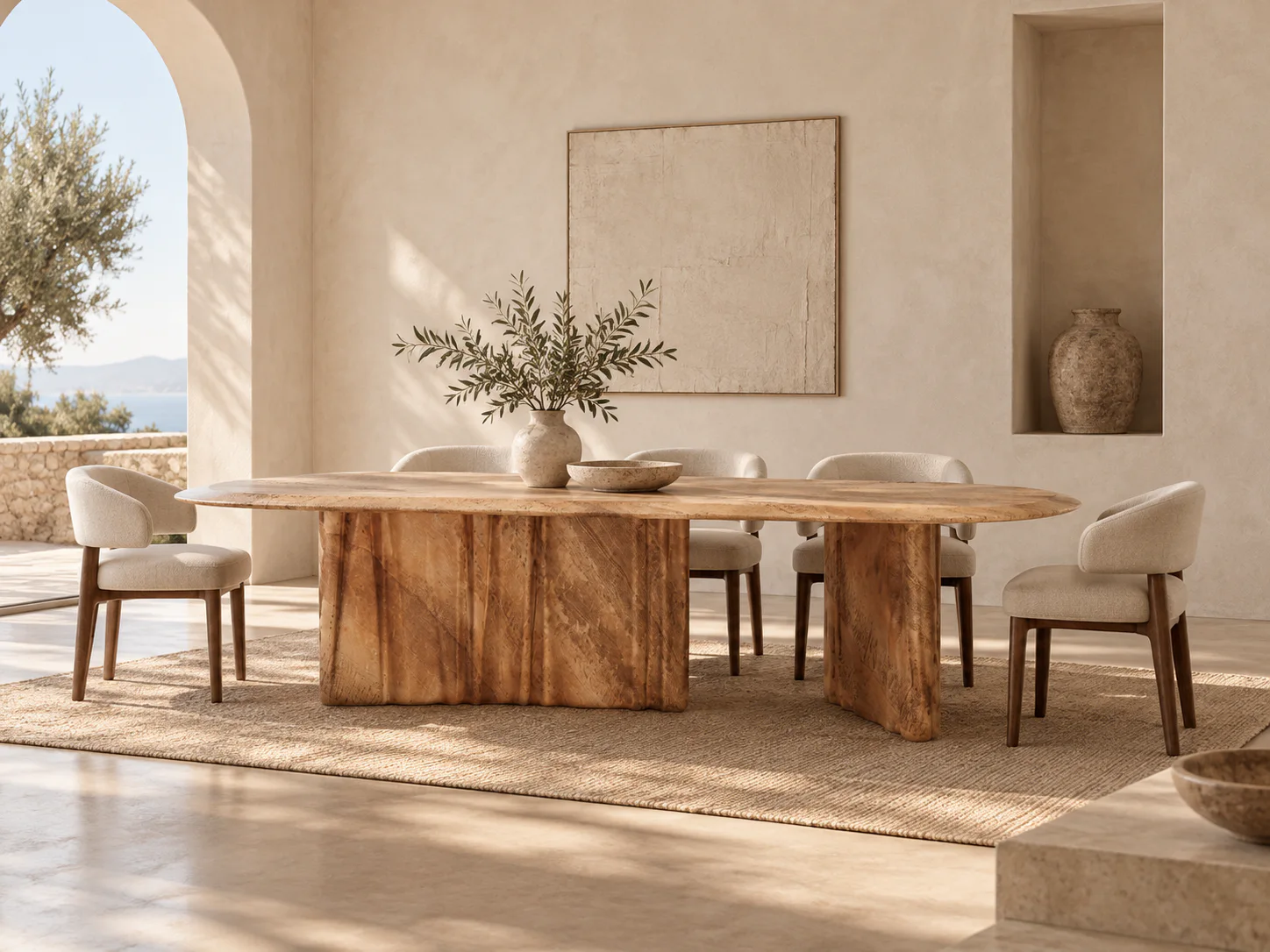 Wave dining table in a furnished interior